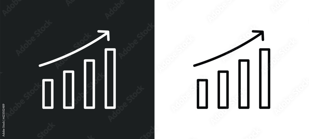 Poster increase icon isolated in white and black colors. increase outline vector icon from startup stategy 