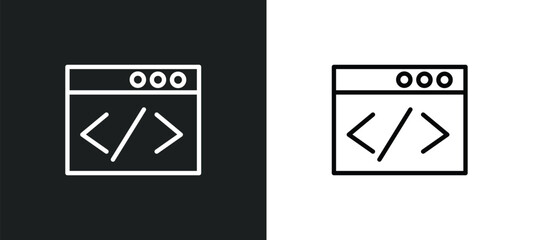 web development icon isolated in white and black colors. web development outline vector icon from startup stategy and collection for web, mobile apps and ui.