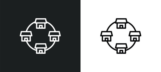 franchise icon isolated in white and black colors. franchise outline vector icon from startup stategy and collection for web, mobile apps and ui.