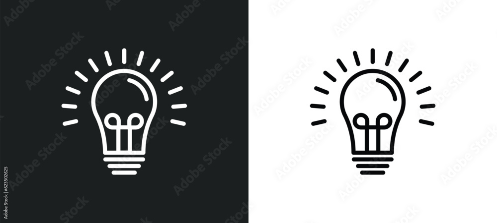 Poster bulb icon isolated in white and black colors. bulb outline vector icon from startup stategy and coll