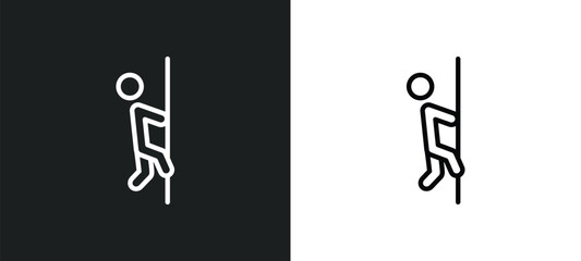 climber icon isolated in white and black colors. climber outline vector icon from sports collection for web, mobile apps and ui.