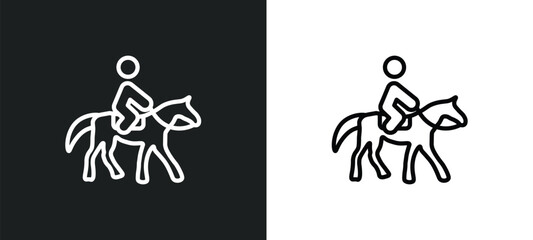 horseback icon isolated in white and black colors. horseback outline vector icon from sports collection for web, mobile apps and ui.