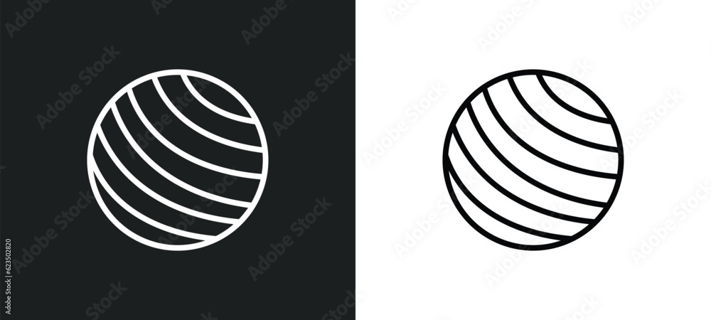 Poster exercise ball icon isolated in white and black colors. exercise ball outline vector icon from sports