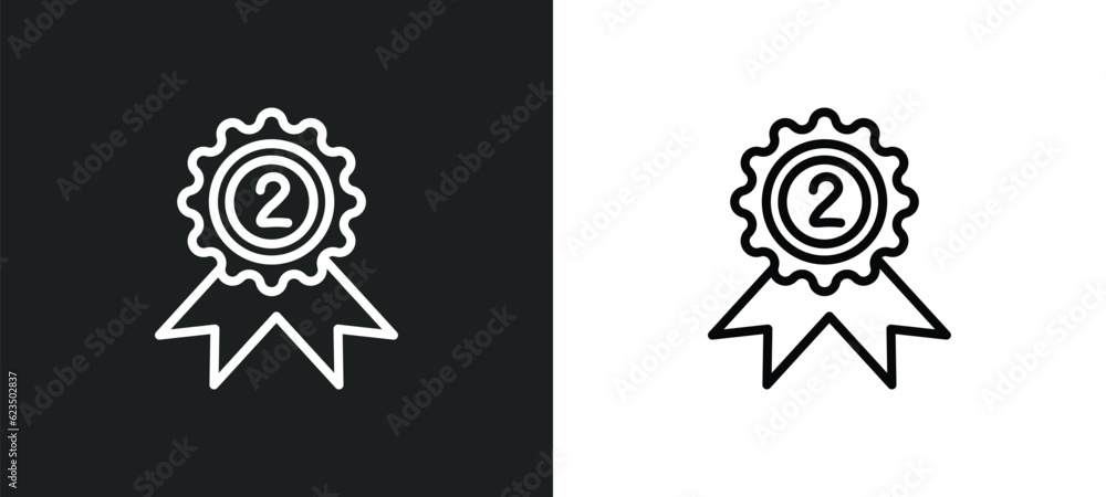Poster second prize icon isolated in white and black colors. second prize outline vector icon from sports c