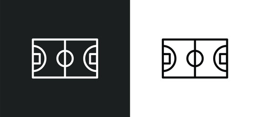 basketball court icon isolated in white and black colors. basketball court outline vector icon from sports collection for web, mobile apps and ui.