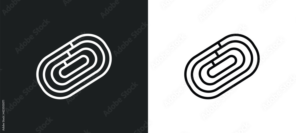 Poster running track icon isolated in white and black colors. running track outline vector icon from sports