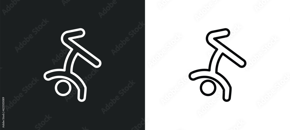Poster breakdancing dancer icon isolated in white and black colors. breakdancing dancer outline vector icon