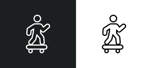 skating icon isolated in white and black colors. skating outline vector icon from sports collection for web, mobile apps and ui.