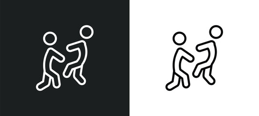 aikido icon isolated in white and black colors. aikido outline vector icon from sport collection for web, mobile apps and ui.