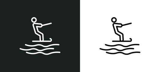 jet surfing icon isolated in white and black colors. jet surfing outline vector icon from sports collection for web, mobile apps and ui.