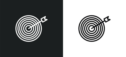 bullseye icon isolated in white and black colors. bullseye outline vector icon from sports collection for web, mobile apps and ui.