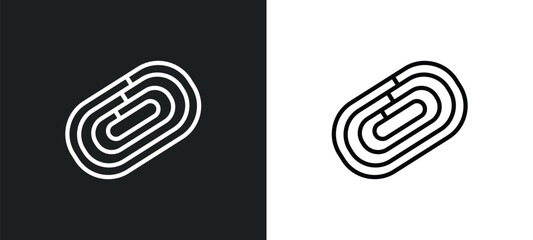 running track icon isolated in white and black colors. running track outline vector icon from sports collection for web, mobile apps and ui. - obrazy, fototapety, plakaty