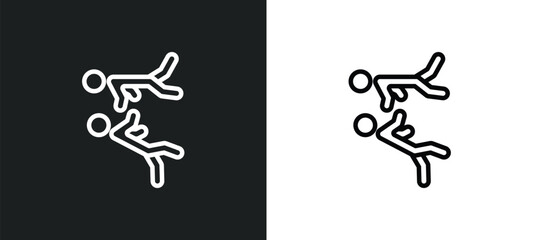 two judo fighters icon isolated in white and black colors. two judo fighters outline vector icon from sports collection for web, mobile apps and ui.