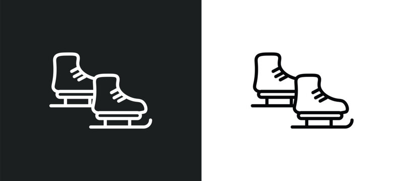 ice skates icon isolated in white and black colors. ice skates outline vector icon from sports collection for web, mobile apps and ui.