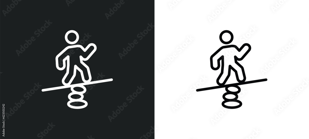 Aufkleber man balancing icon isolated in white and black colors. man balancing outline vector icon from sports