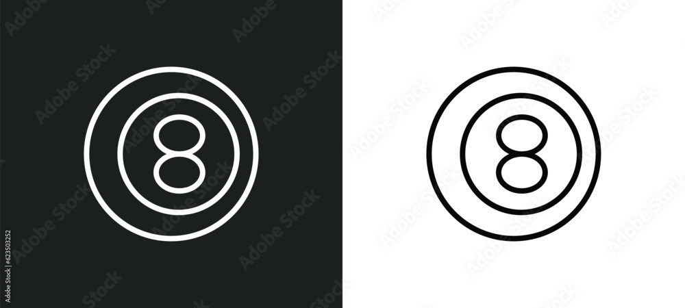 Poster ball pool icon isolated in white and black colors. ball pool outline vector icon from sports collect