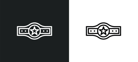 boxer with belt icon isolated in white and black colors. boxer with belt outline vector icon from sports collection for web, mobile apps and ui.