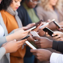 person using smartphone, Affirmative action as diversity inclusion or equal opportunity as policies for employment equity quota systems for minority groups for fairness and social justice.