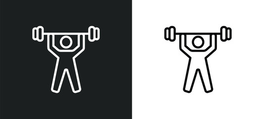 weightlifter icon isolated in white and black colors. weightlifter outline vector icon from sport collection for web, mobile apps and ui. - obrazy, fototapety, plakaty