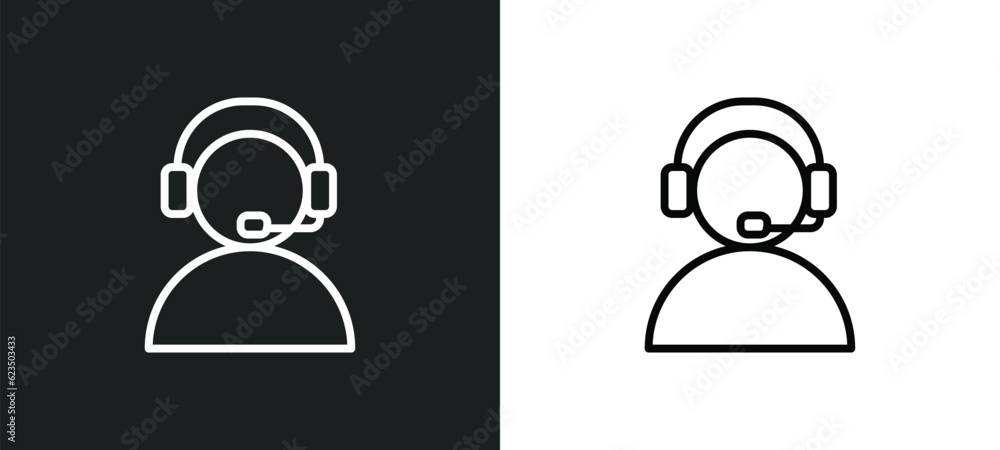 Poster commentator icon isolated in white and black colors. commentator outline vector icon from sport coll