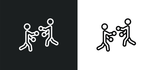 boxing icon isolated in white and black colors. boxing outline vector icon from sport collection for web, mobile apps and ui.