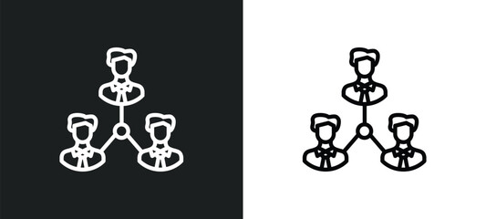 coordinating people icon isolated in white and black colors. coordinating people outline vector icon from social media marketing collection for web, mobile apps and ui.