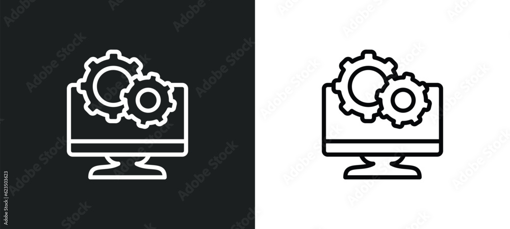 Poster system icon isolated in white and black colors. system outline vector icon from social media marketi