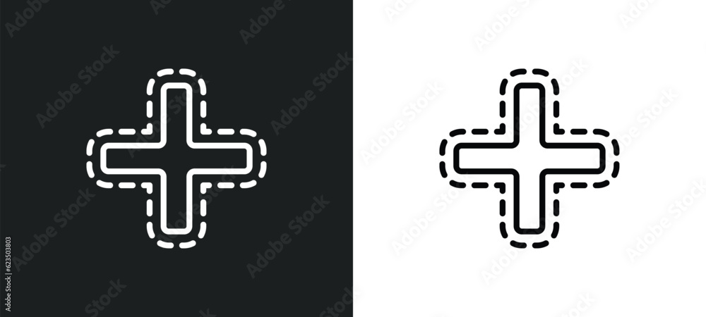 Poster addition icon isolated in white and black colors. addition outline vector icon from signs collection