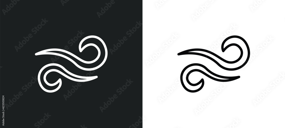 Poster wind icon isolated in white and black colors. wind outline vector icon from signs collection for web