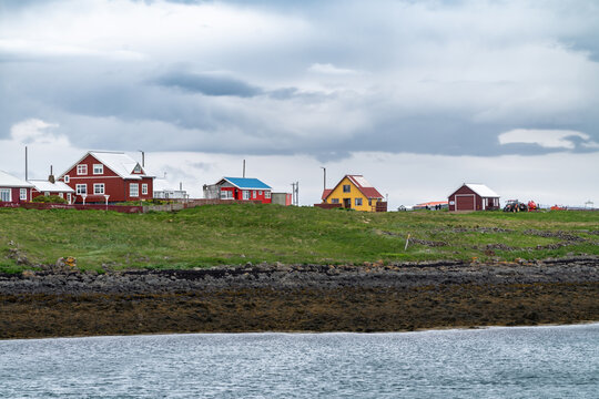 Flatey Island, Iceland - Buildings and homes on Flatey Island, a small island in the Breidafjordur Bay