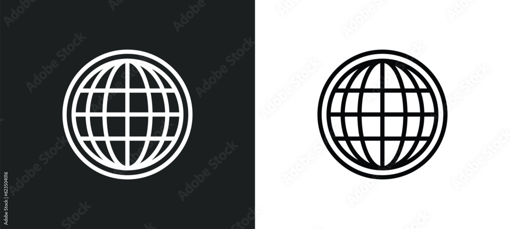 Aufkleber world grid icon isolated in white and black colors. world grid outline vector icon from signs collec