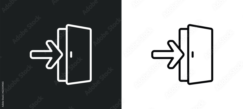Poster exit right arrow icon isolated in white and black colors. exit right arrow outline vector icon from 