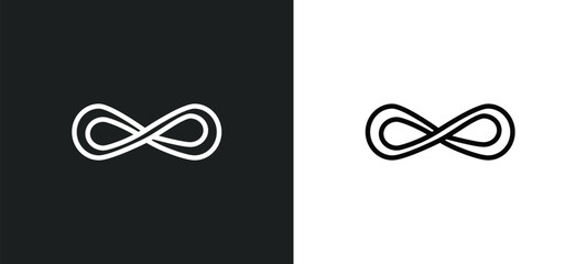 infinity icon isolated in white and black colors. infinity outline vector icon from signs collection for web, mobile apps and ui.
