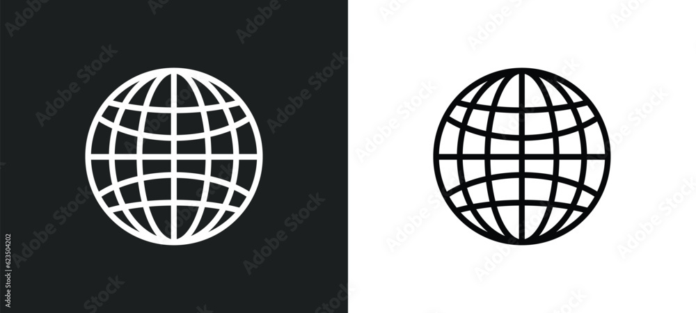 Aufkleber grid world icon isolated in white and black colors. grid world outline vector icon from signs collec