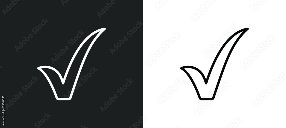 Poster tick icon isolated in white and black colors. tick outline vector icon from signs collection for web