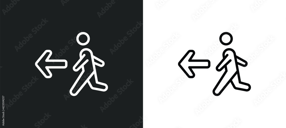 Poster emergency exit icon isolated in white and black colors. emergency exit outline vector icon from sign