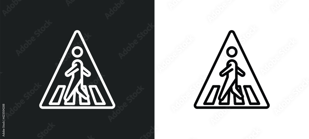 Poster crossing icon isolated in white and black colors. crossing outline vector icon from signs collection