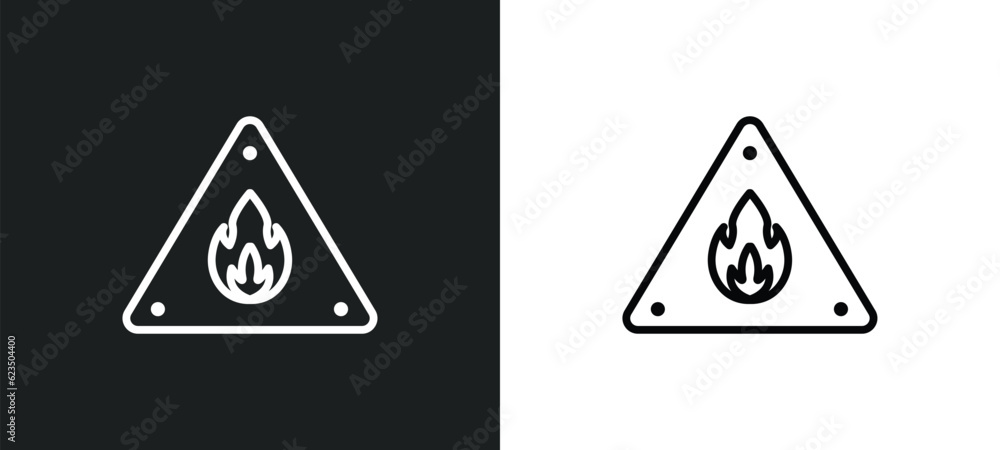 Poster fire warning icon isolated in white and black colors. fire warning outline vector icon from signs co