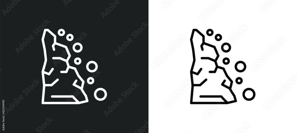 Poster landslide icon isolated in white and black colors. landslide outline vector icon from signs collecti