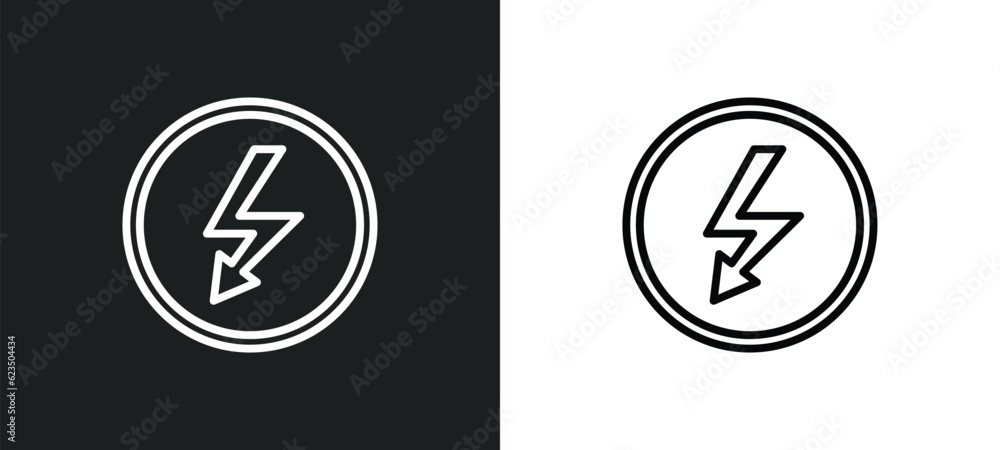 Poster lightning warning icon isolated in white and black colors. lightning warning outline vector icon fro