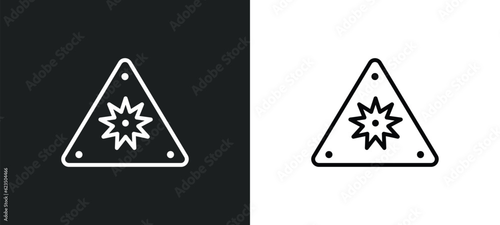 Poster uv ray warning icon isolated in white and black colors. uv ray warning outline vector icon from sign