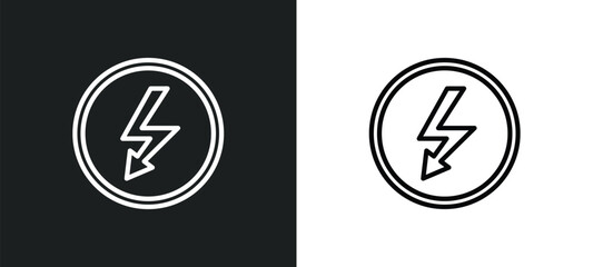 lightning warning icon isolated in white and black colors. lightning warning outline vector icon from signs collection for web, mobile apps and ui.