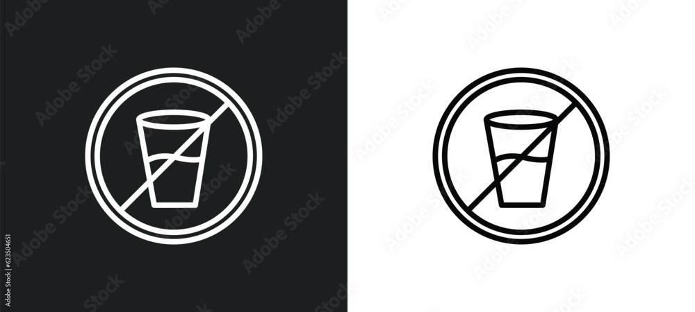 Poster no drinks icon isolated in white and black colors. no drinks outline vector icon from signs collecti