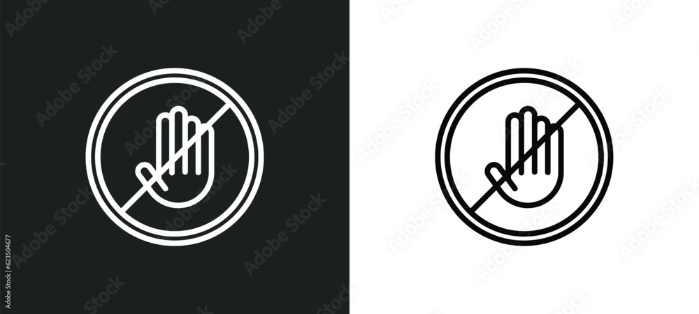 Aufkleber no touch icon isolated in white and black colors. no touch outline vector icon from signs collection