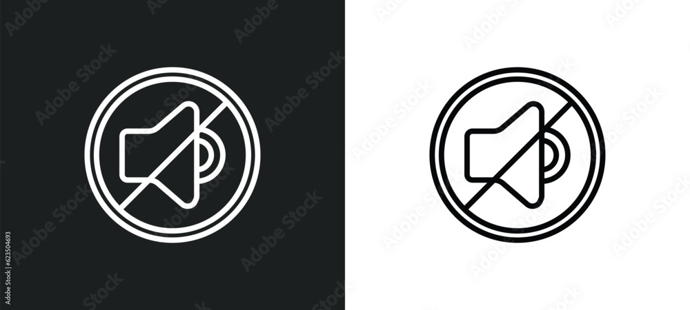 Poster silence icon isolated in white and black colors. silence outline vector icon from signs collection f