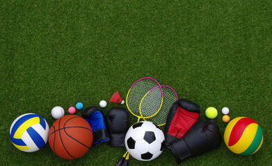 sport equipment on green grass