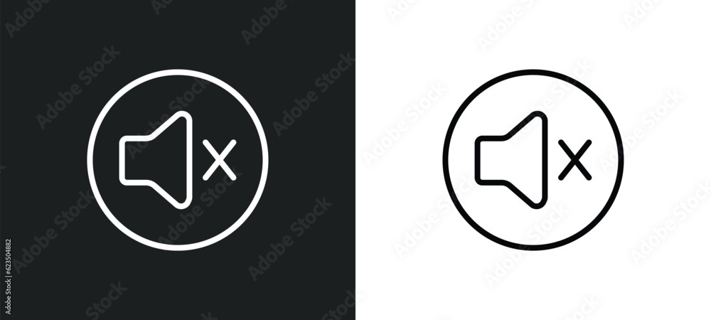 Poster mute icon isolated in white and black colors. mute outline vector icon from signs collection for web