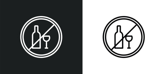 no alcohol icon isolated in white and black colors. no alcohol outline vector icon from signs collection for web, mobile apps and ui.