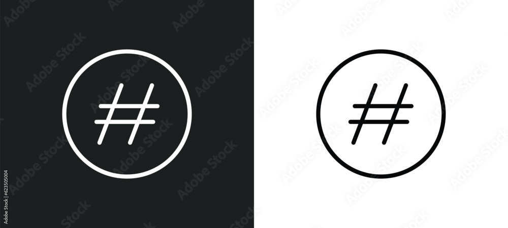 Poster hash key icon isolated in white and black colors. hash key outline vector icon from shapes collectio