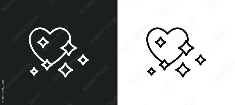 Aufkleber heart with shine icon isolated in white and black colors. heart with shine outline vector icon from 